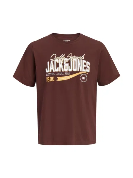 JACK & JONES Tricou ciocolatiu / galben curry alb