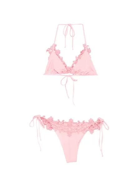 Bikini Mazzei cu broderie roz