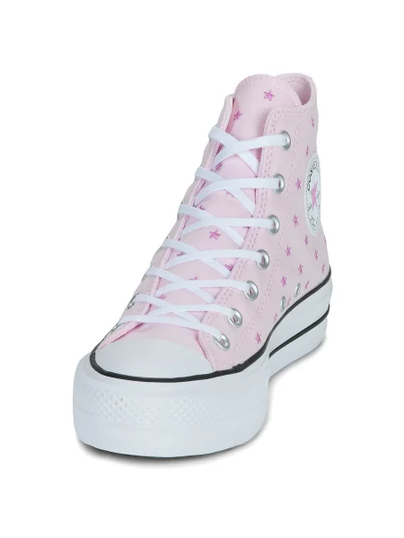 Pantofi Converse cu broderie cu platformă roz