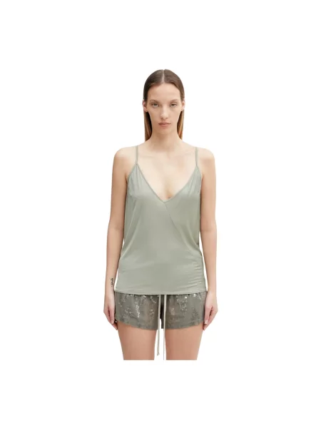Rick Owens Lilies bluzka na ramiączkach z gładka zielona