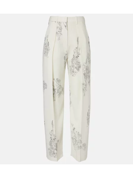 Pantaloni Victoria Beckham cu model floral alb