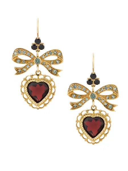 Cercei Dolce & Gabbana cu garnet cu motiv cu inimi galben