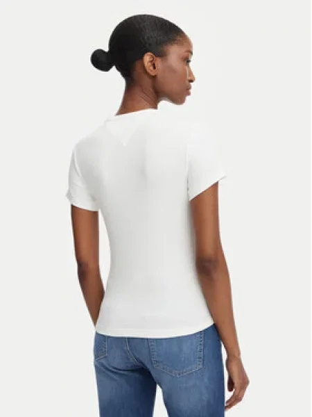 Tommy Jeans Póló Script Rib Krém