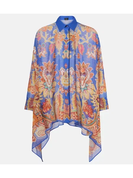 Poncho Etro cu imagine albastru