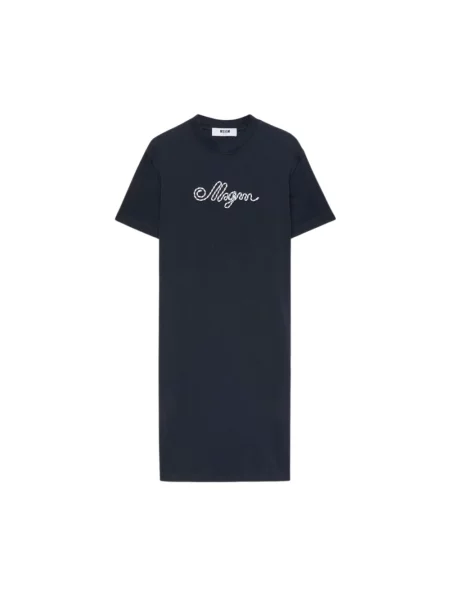Sukienka midi Msgm z autografem niebieska
