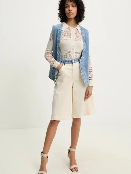 Шорти Moschino Jeans однотонні висока посадка бежевий