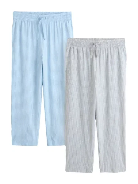 Next Pyžamové kalhoty světlemodrá / melír šedý