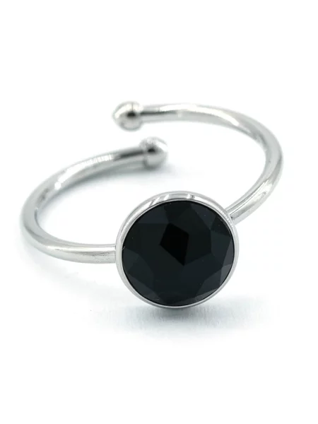 Sergio Engel Gyűrűk Beach Ring 01 Edelstahlring mit Naturstein-Cabouchon' fekete