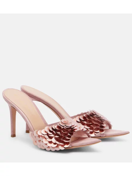 Mules Gianvito Rossi iz semiša roza