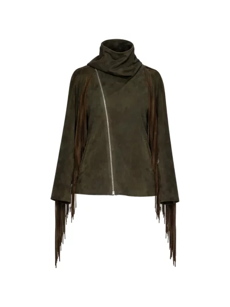 Geanta de piele Rick Owens cu franjuri verde