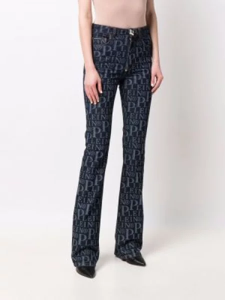 Jeansy dzwony Philipp Plein dzwony z logo niebieskie