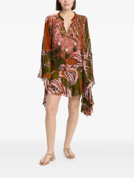 Sukienka mini Miss June z dekoltem w serek różowa