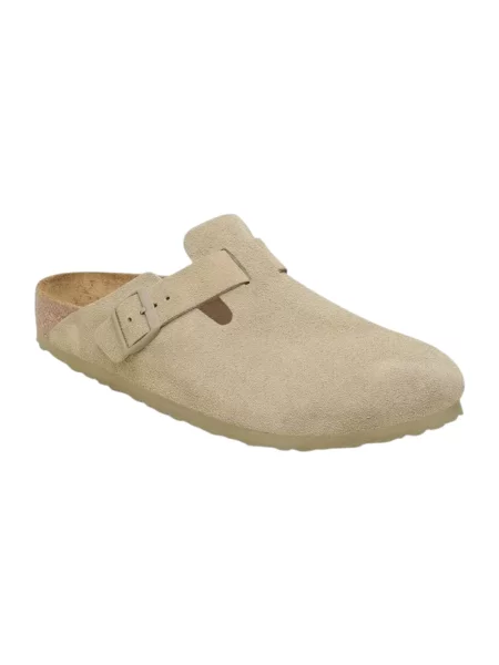 Klapki Birkenstock zamszowe beżowe