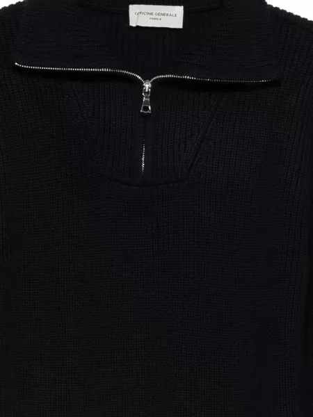 Pulover Officine Générale de jumătate de fermoar albastru