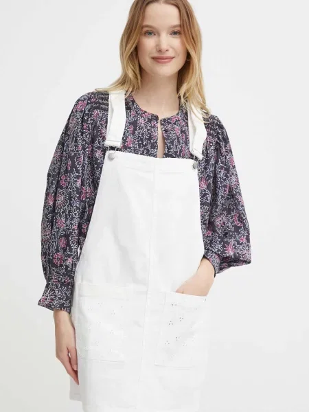 Джинсова сукня Pepe Jeans VESTA ANGLAISE mini розкльошена білий