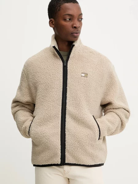 Tommy Jeans hanorac fleece uni bej