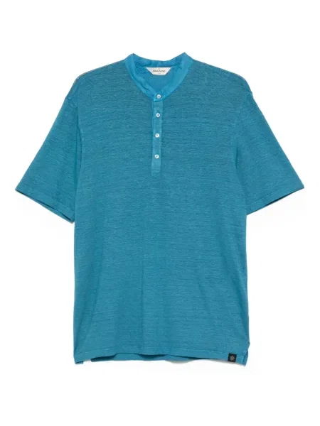 Tricou Gran Sasso cu guler henley scurt albastru