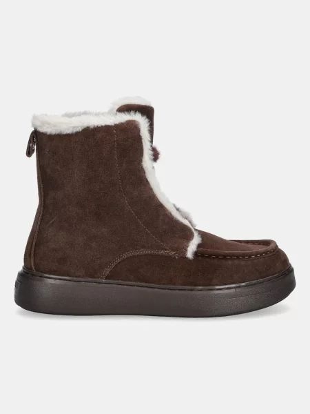 Замшеві черевики Twinset на плоскому підборі злегка утеплені коричневий