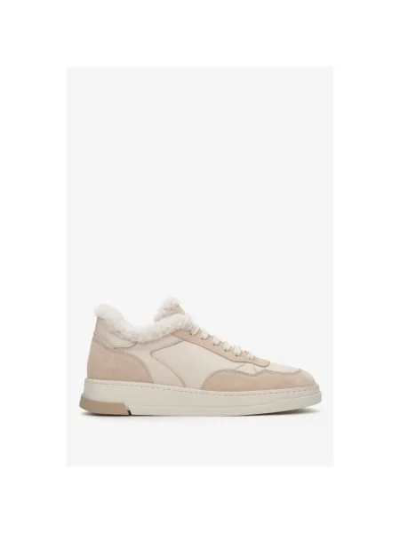 Кожаные кеды Estro бежевые