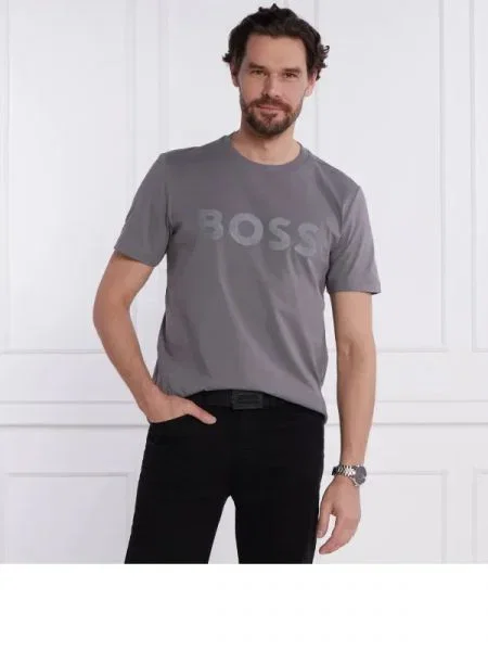 BOSS GREEN Tricou Tee Mirror 1 gri