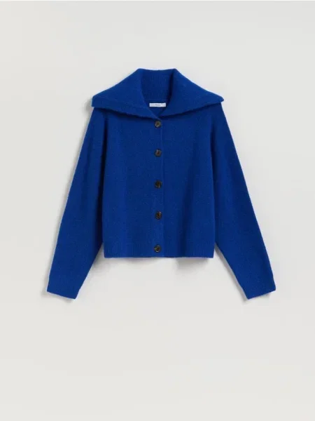 Reserved Cardigan cu guler indigo