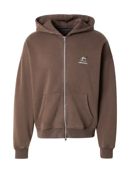 Abercrombie & Fitch Jopa na rjava / svetlo zelena / črna bela