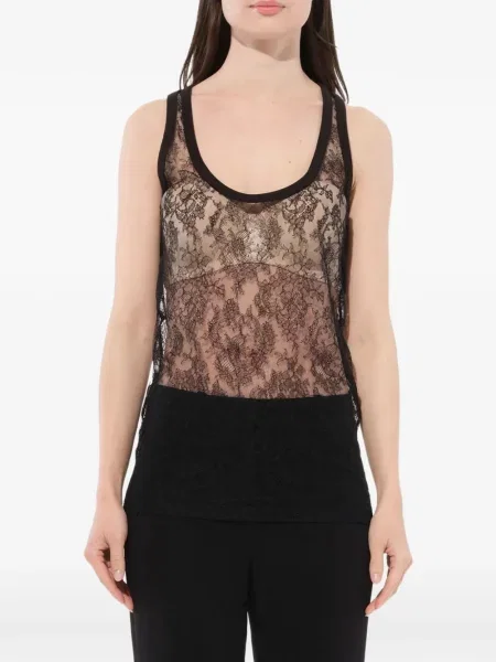 Top Givenchy s cvjetnim printom s čipkom crna