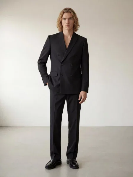 ARMIE Sako The Anders Relaxes Fit Double-breasted Blazer' crna