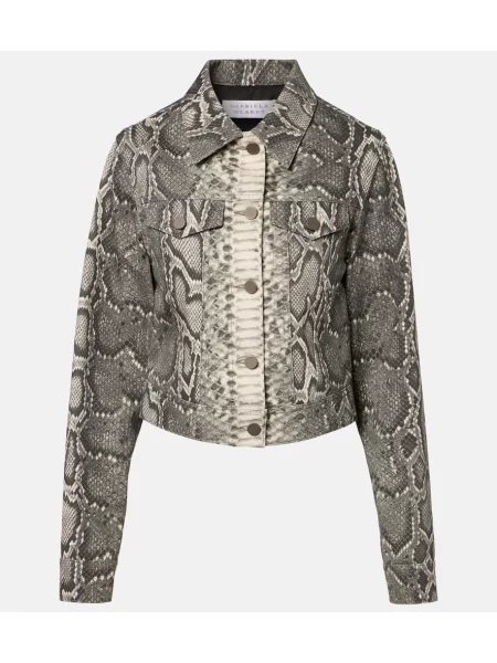 Kurtka jeansowa Gabriela Hearst z nadrukiem w wężowy wzór o krotszym kroju szara