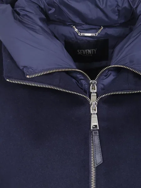 Palton Seventy cu glugă albastru