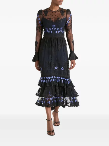 Rochie midi Temperley London cu model floral albastru
