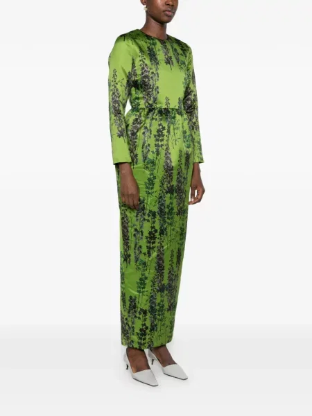 Rochie maxi Bernadette cu model floral cu imagine verde