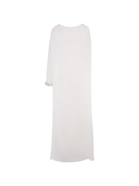 Rochie maxi Loodyana cu broderie asimetrică alb