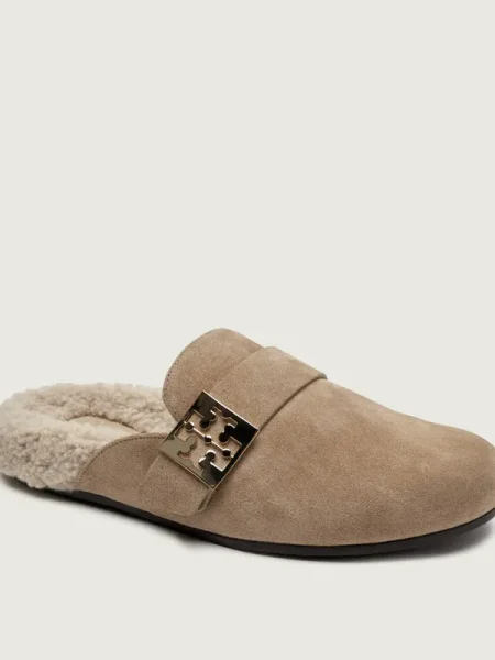 TORY BURCH Mules încălțăminte MELLOW SHEARLING | piele întoarsă bej