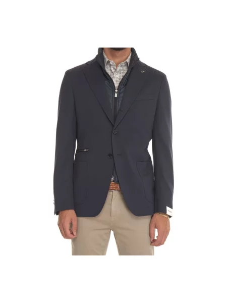 Marynarka Paoloni z kapturem wełniana niebieska