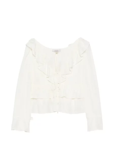 Bluză Dorothee Schumacher cu volane cu legături alb