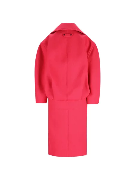 Μάλλινο παλτό Balenciaga διπλόκουμπα ροζ