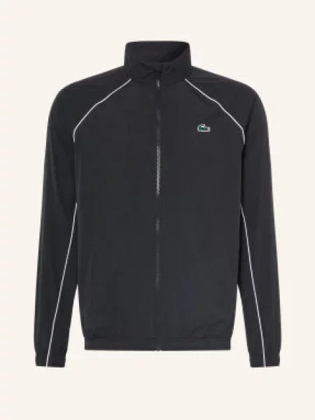 Lacoste Sportovní Bunda černá / tmavě zelená bílá