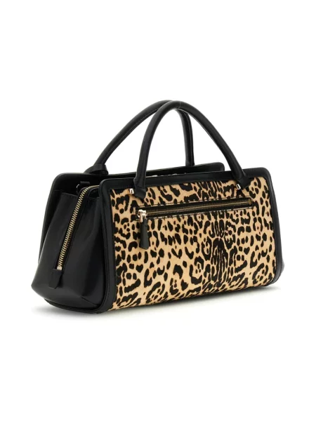 Torba na ramię z prawdziwej skóry bydlęcej model Audrey' Guess czarna