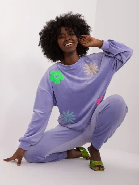 Jopa Fashionhunters iz pliša s cvetličnim vzorcem modra