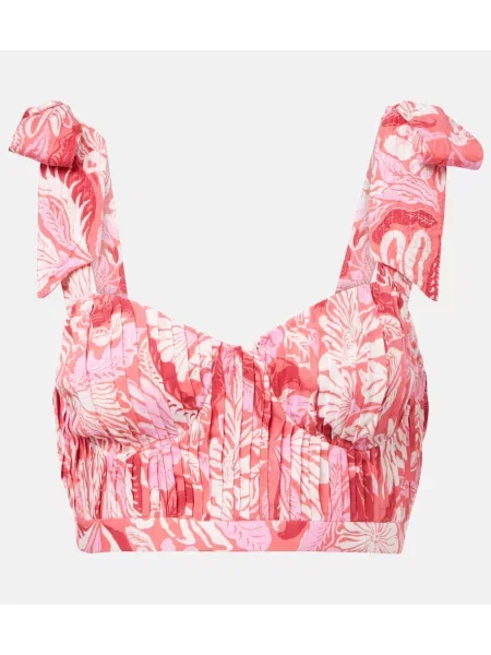 Top Poupette St Barth z nadrukiem plisowany o krotszym kroju różowy