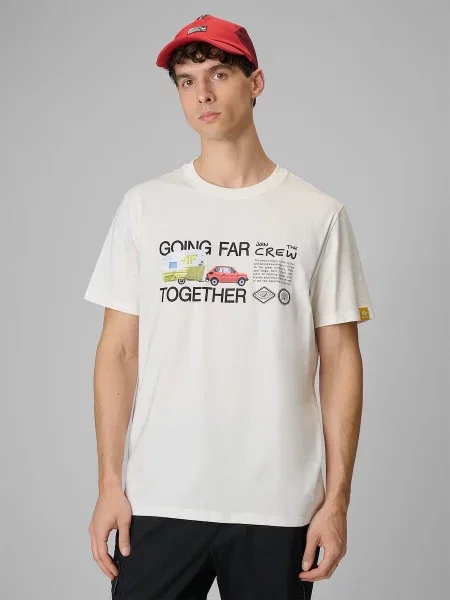 T-shirt regular z nadrukiem 4F biała