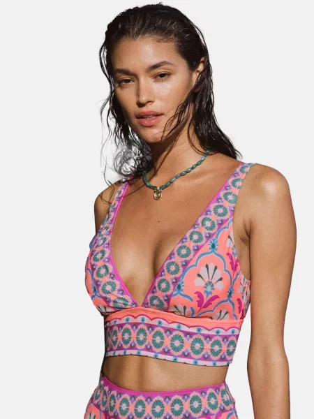 Love & roses Bikini zgornji del petrol / magenta / malina bela