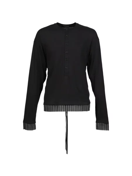 Cămașă Ann Demeulemeester cu guler henley negru