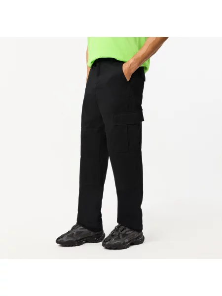 Lacoste Spodnie Cargo Z Bawełny O Prostym Kroju czarne