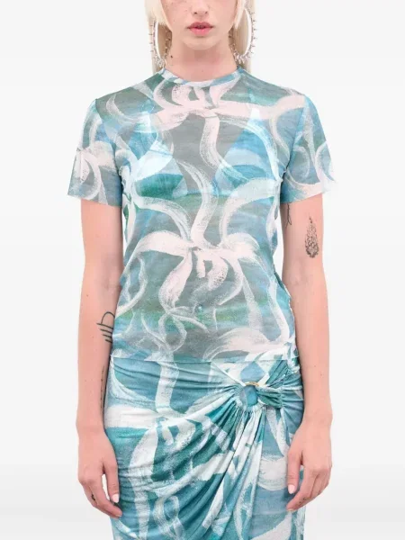 Koszulka Louisa Ballou z nadrukiem w abstrakcyjne wzory niebieska
