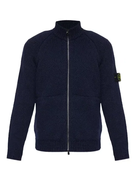Pulover Stone Island de lână cu strasuri albastru
