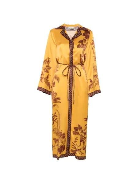 Rochie Alemais cu model floral cu imagine de costum galben
