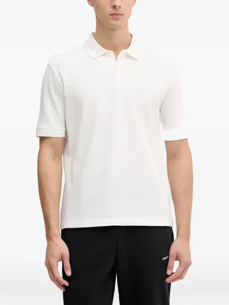 Tricou polo Armani Exchange cu broderie alb