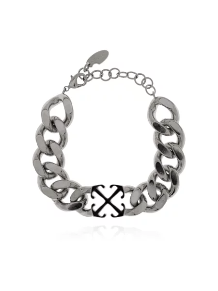 Off-White Bangle Bracelet Silver/ Black Universal biała